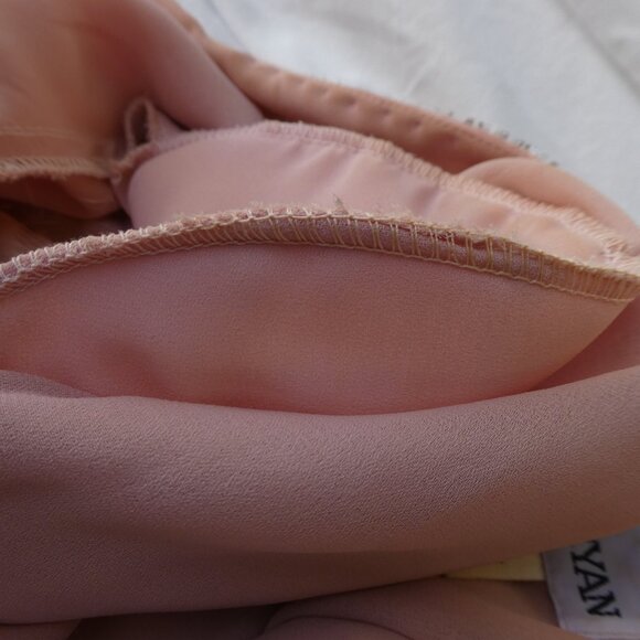 Vintage Jack Bryan Cocktail Wrap Dress Pink Heavy Beaded Long Sleeve Bling 8 - Picture 11 of 11